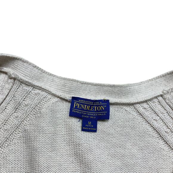 Pendleton Cream Knit Cardigan Sweater Size Medium Petite - Picture 3 of 8